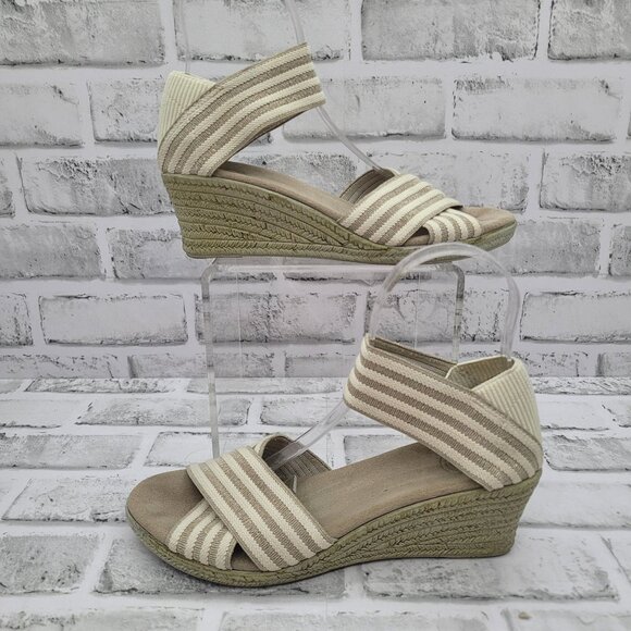 Charleston Shoe Company Prosecco Espadrille Wedge Prosecco White Linen Size 8 - Picture 2 of 7